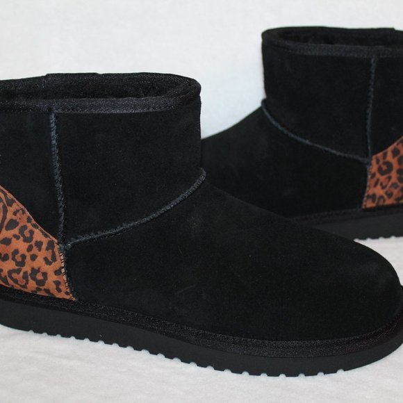 UGG KOOLABURRA MINI‎ SUEDE LEOPARD BOOTIES BLACK - Picture 3 of 8